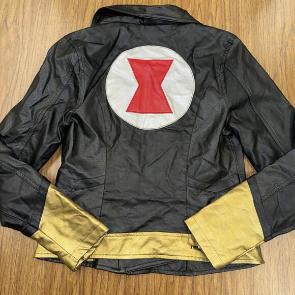 Her Universe Marvel Black Widow Faux Leather Moto Jacket Sz S Costume - Picture 8 of 8